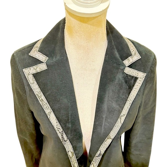 Doncaster Black suede leather suede lined Jacket python print Trim size 8 - Picture 5 of 9